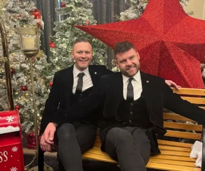 Danny Miller and Daniel Jillings at Christmas grand ball